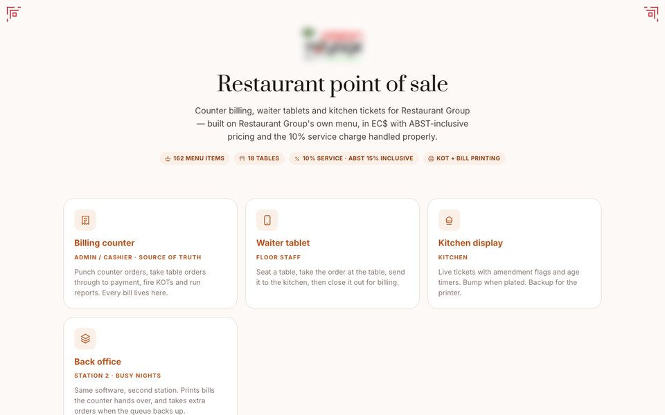 Restaurant Point of Sale & Ordering App web screen