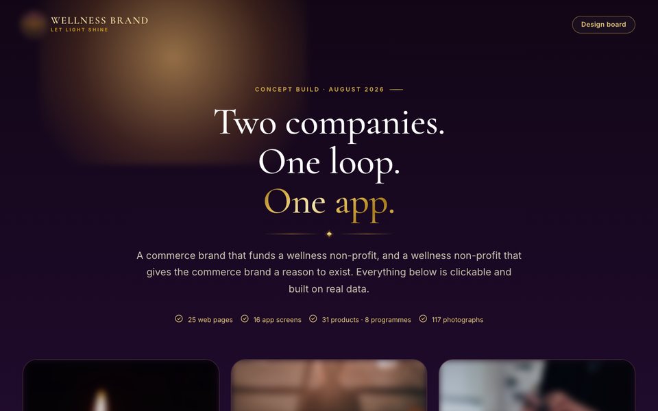 Commerce Platform Funding a Wellness Nonprofit web screen