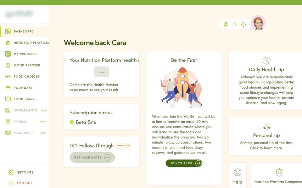 Personalised Nutrition & Chronic-Disease Coaching Platform web screen